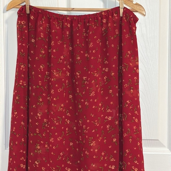 Vintage Reversible Floral Red Skirt, 1X - Picture 3 of 5